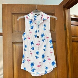 Bad Birdie Tropical Print Sleeveless Top